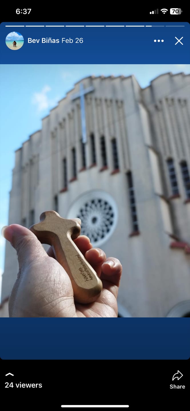 Customer photo review of Holy Land Olive Wood Comfort Cross