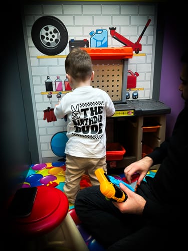 Customer photo review of Birthday Dude Front & Back Graphic Kids Tee