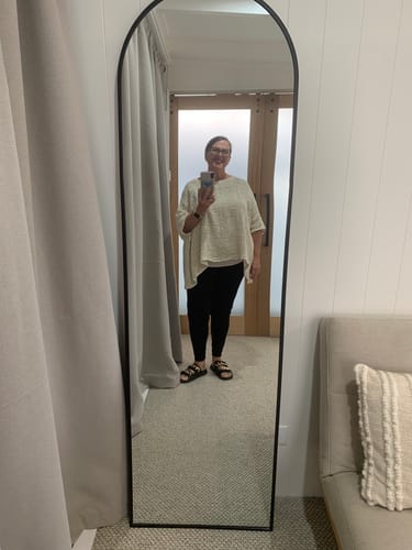 Customer photo review of Tina Silk Top in Cream