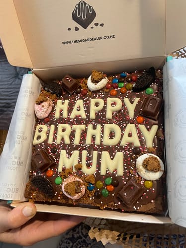 Customer photo review of Custom message peanut butter brownie
