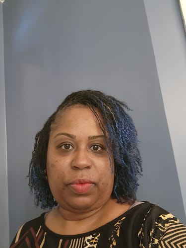 Customer photo review of Temporary Hair Color Gel - Cobalt