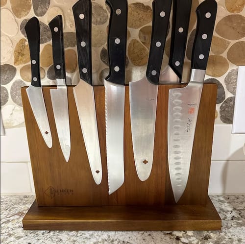 Customer photo review of Acacia Hardwood Magnetic Knife Block