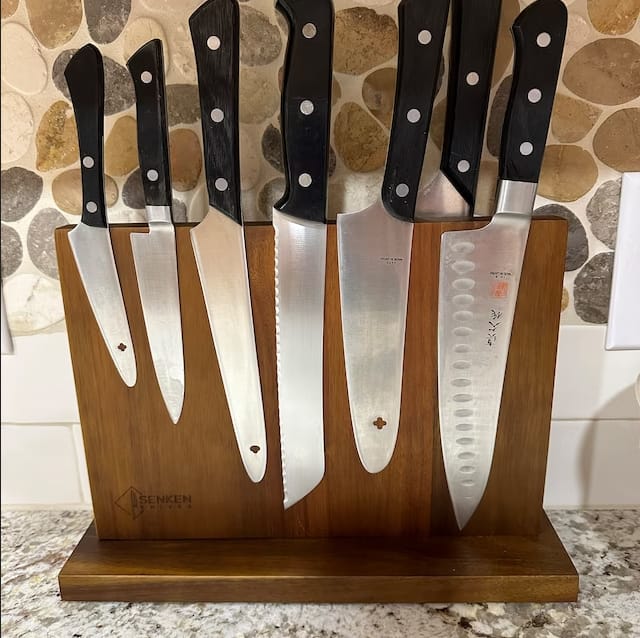 Customer photo review of Acacia Hardwood Magnetic Knife Block