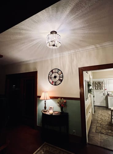 Customer photo review of Luxe Moroccan Antique Crystal Drum Semi Flush Mount