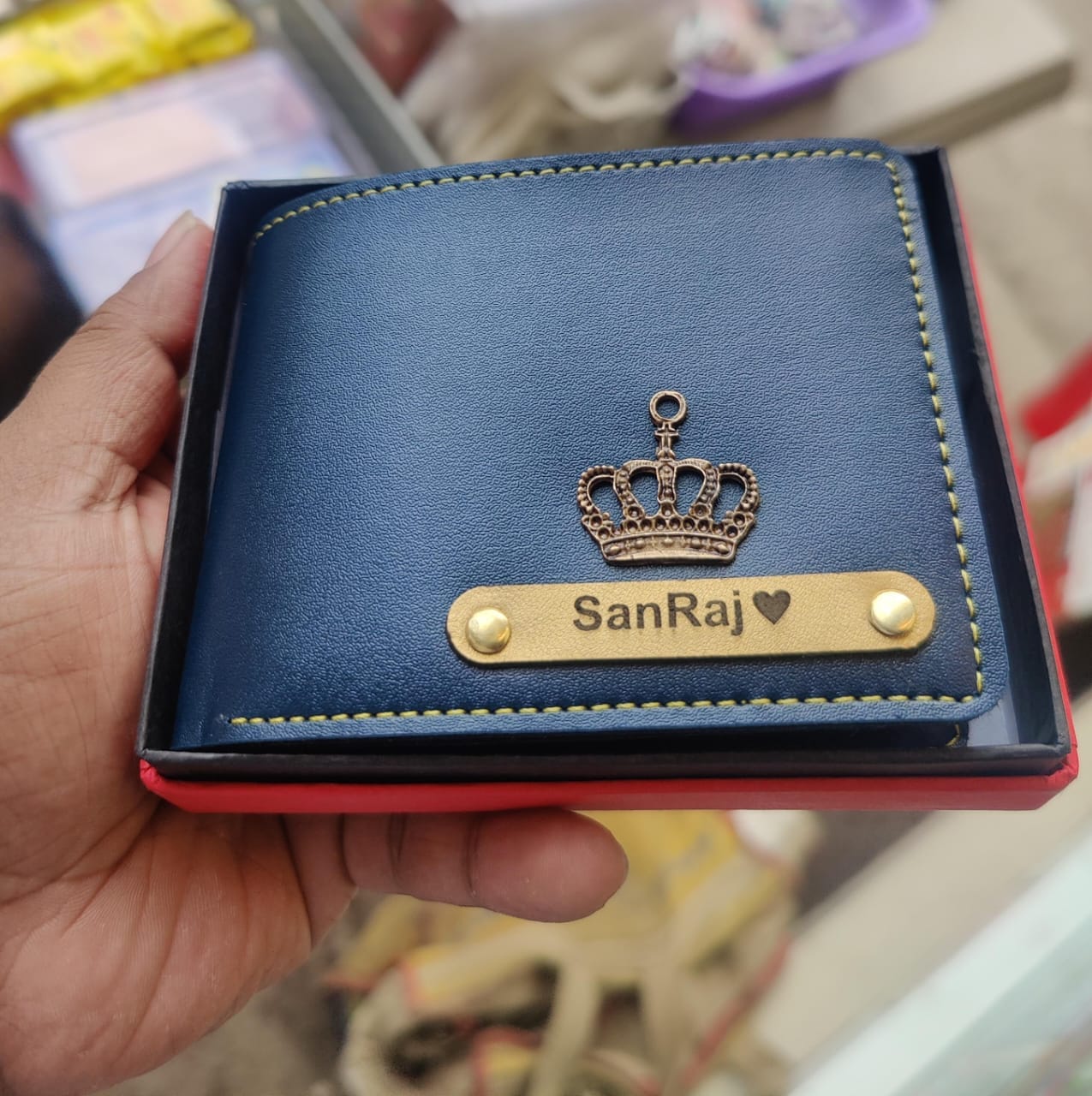 Customer photo review of Personalized Men's Wallet With Name & Charm