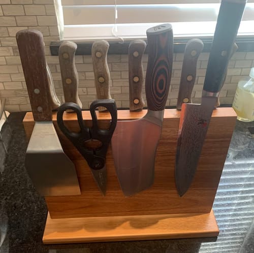 Customer photo review of Acacia Hardwood Magnetic Knife Block