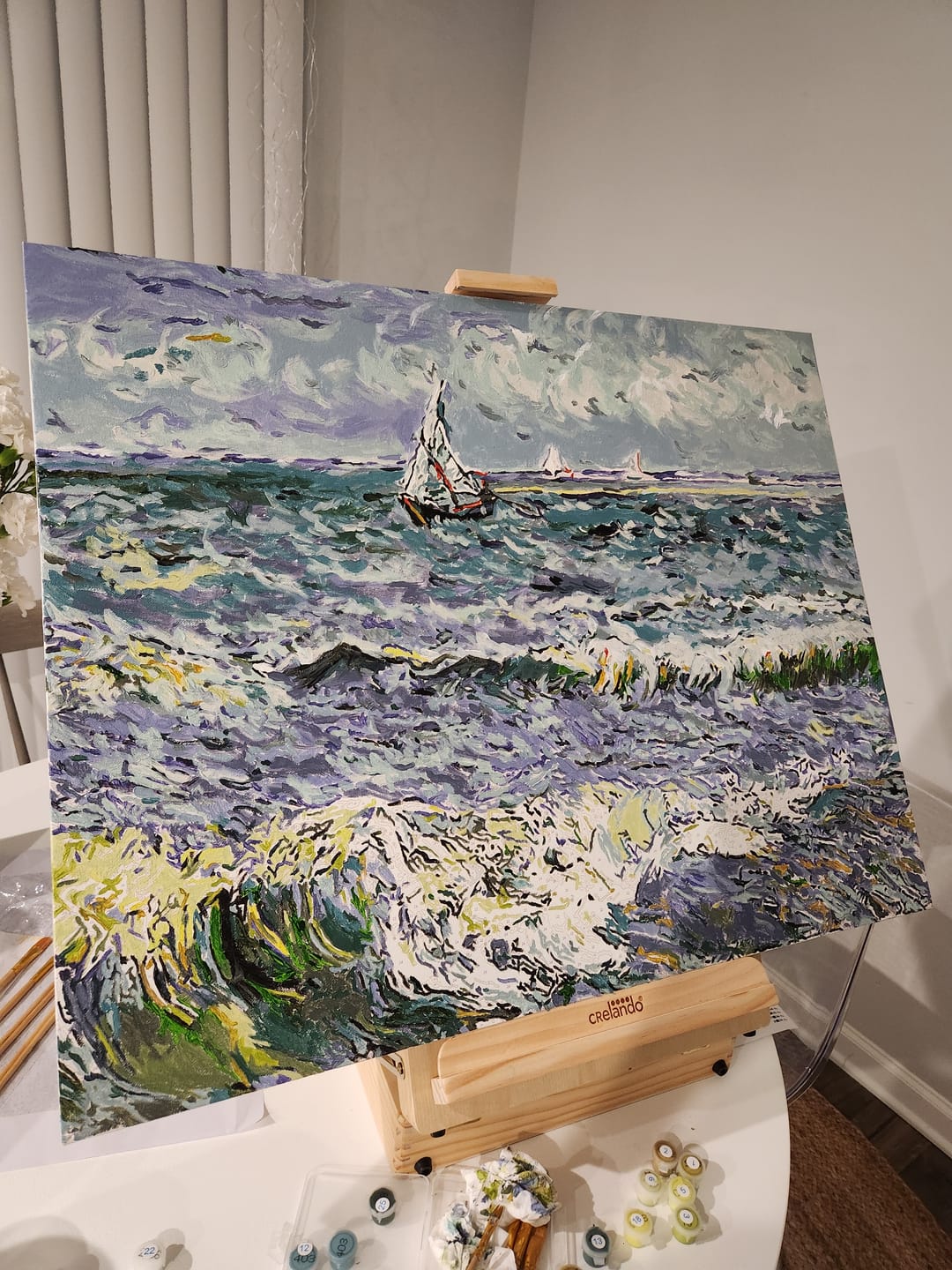 Customer photo review of The Sea at Les Saintes - Vincent Van Gogh - Paint by Numbers