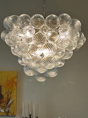 Customer photo review of Glam Brass Cluster Ribbed Glass Globe Bubble Chandelier