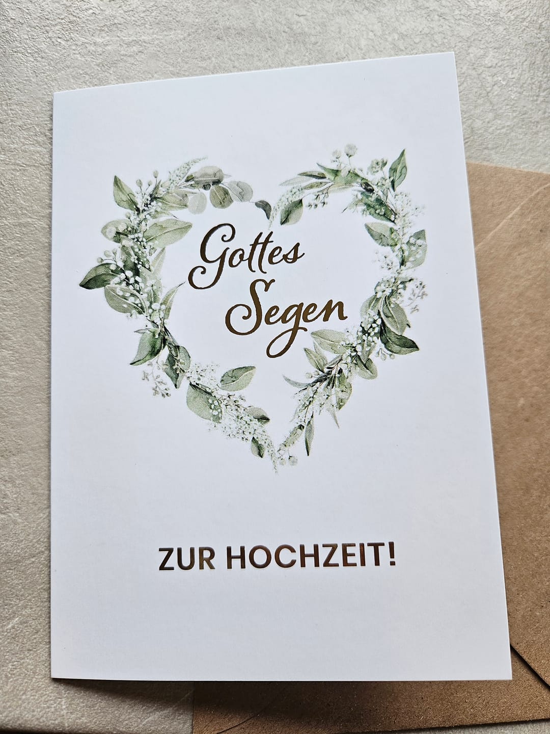 Customer photo review of Klappkarte "Gottes Segen zur Hochzeit!" mit Bibelvers · A6 · mit Gold veredelt