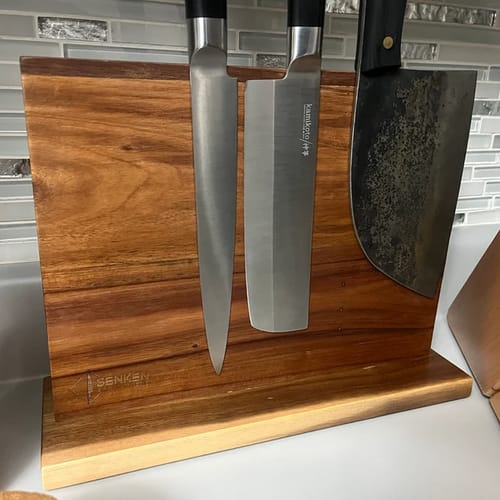 Customer photo review of Acacia Hardwood Magnetic Knife Block