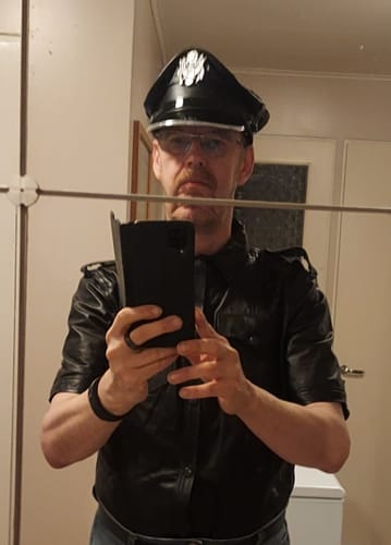 Customer photo review of Men's Real Leather Uniform Shirt - Short Sleeves