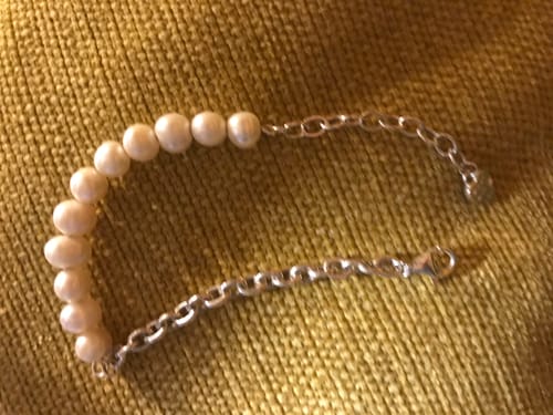 Customer photo review of Pearl Beaded Chain Bracelet Sterling Silver