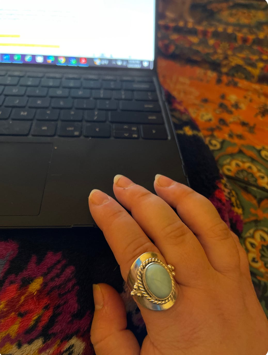 Customer photo review of Larimar Sterling Silver Boho Ring for Women