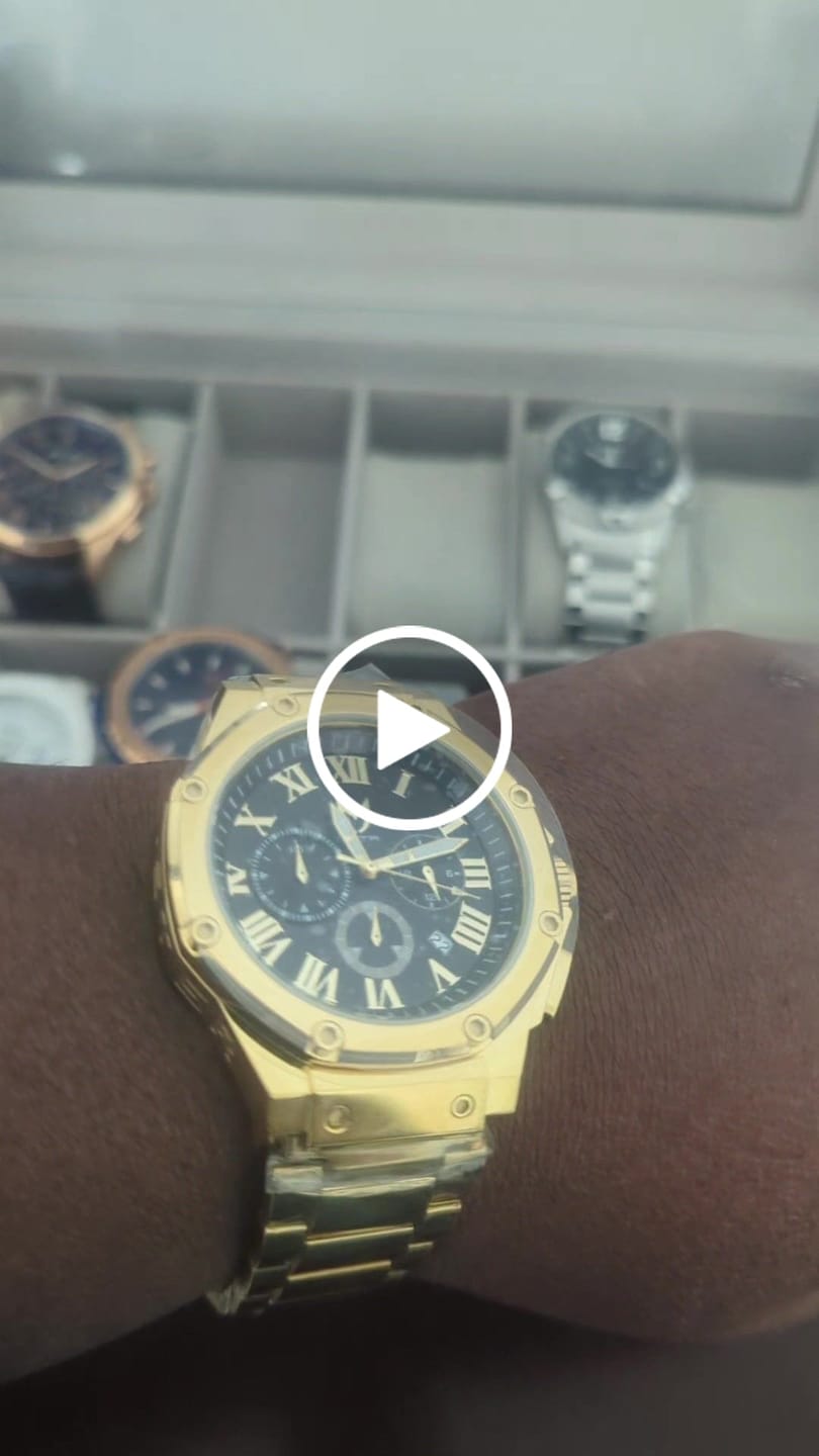 Customer video review of AM1001SS - AMBASSADOR POLISHED 18K GOLD / BLACK / SS BAND