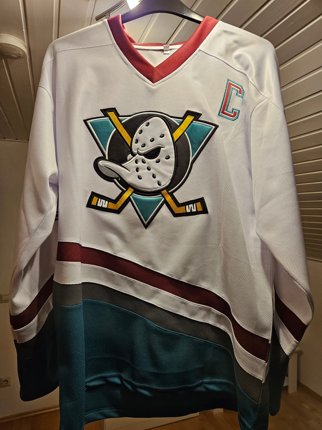 Customer photo review of Custom Mighty Ducks D2 White Movie Hockey Jersey