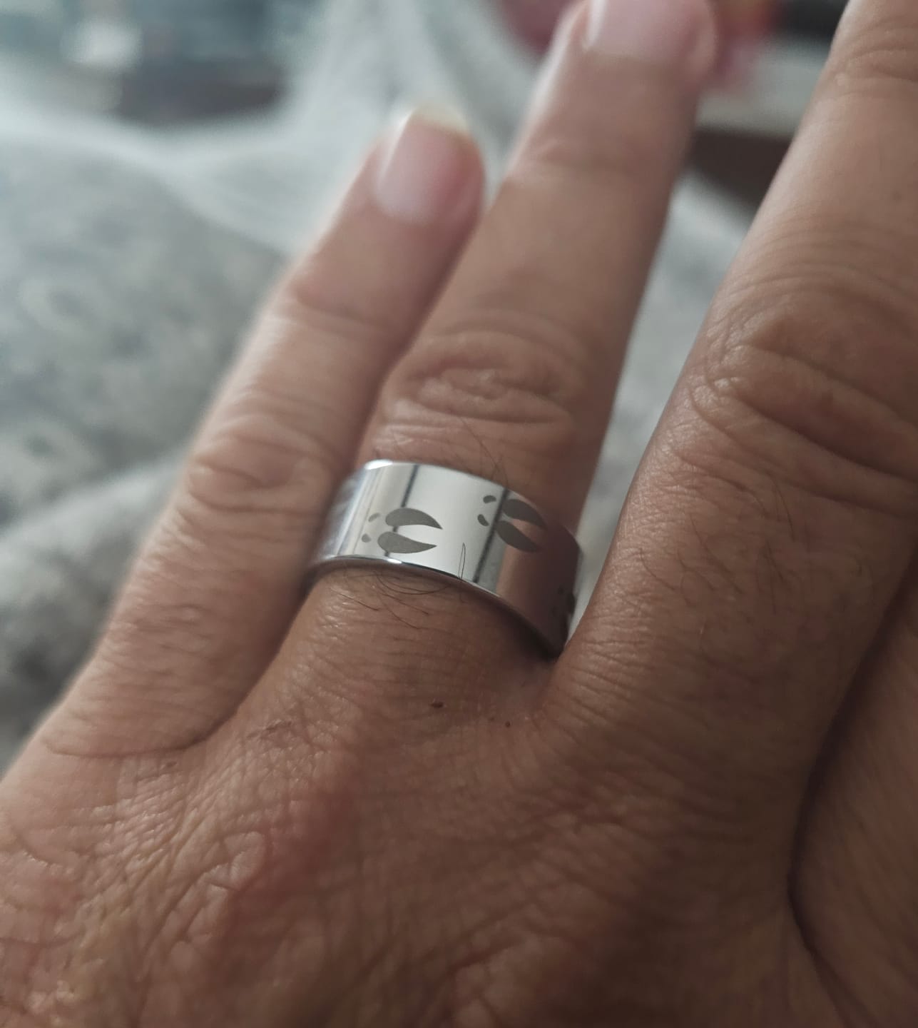 Customer photo review of Deer Track Ring in Tungsten - 6mm - 10mm