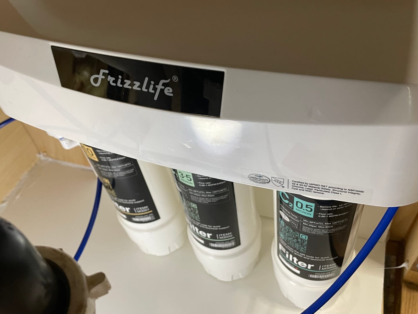 Customer photo review of Frizzlife 3-Stage Under Sink Water Filter System SK99-NEW, Direct Connect