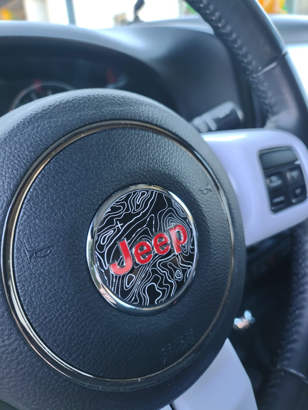 Customer photo review of Topographical Map Print Steering Wheel Decal for Jeep