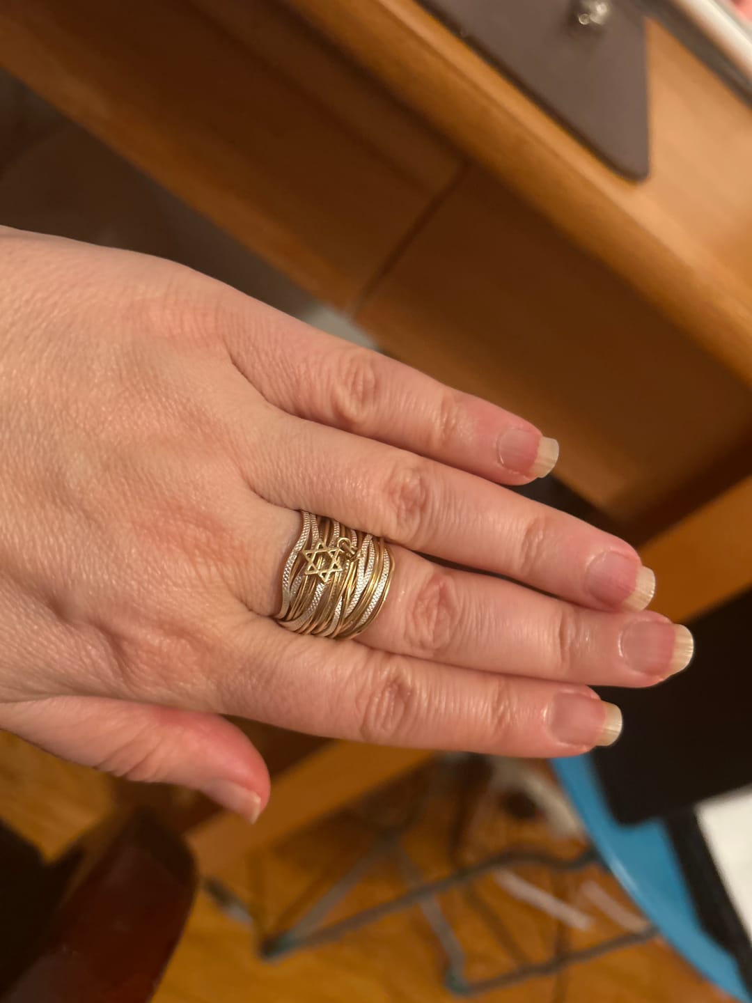 Customer photo review of Gold & Silver Wavy Ring with Star of David