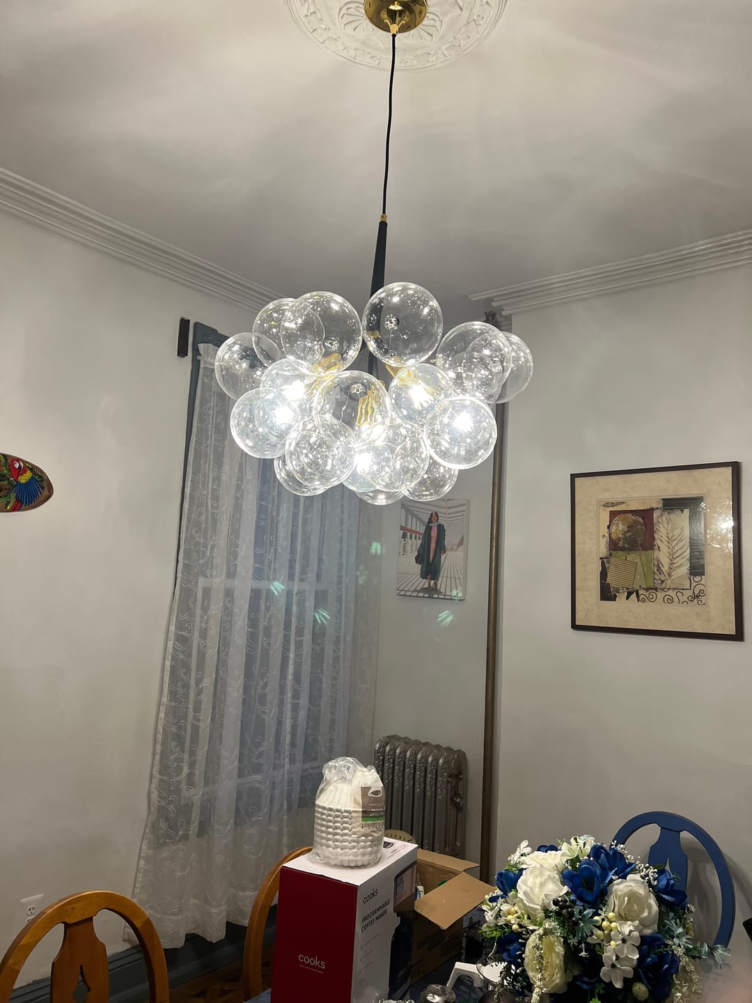 Customer photo review of Modern Clear Glass Bubble Cluster Chandelier