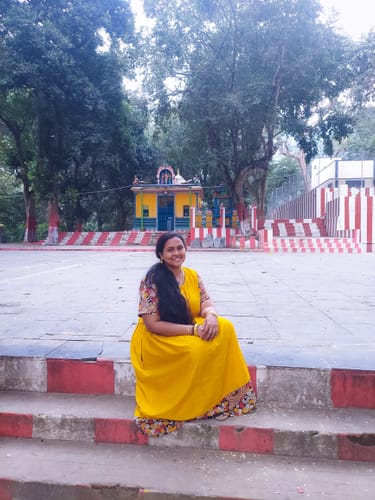 Customer photo review of Marigold and Brown Kalamkari Festive Maxi