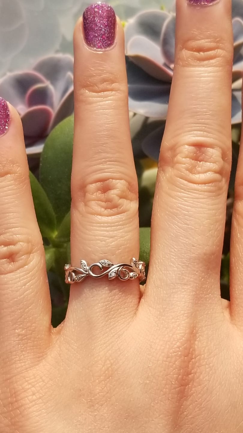 Customer photo review of Leaf Filigree CZ Ring in Sterling Silver