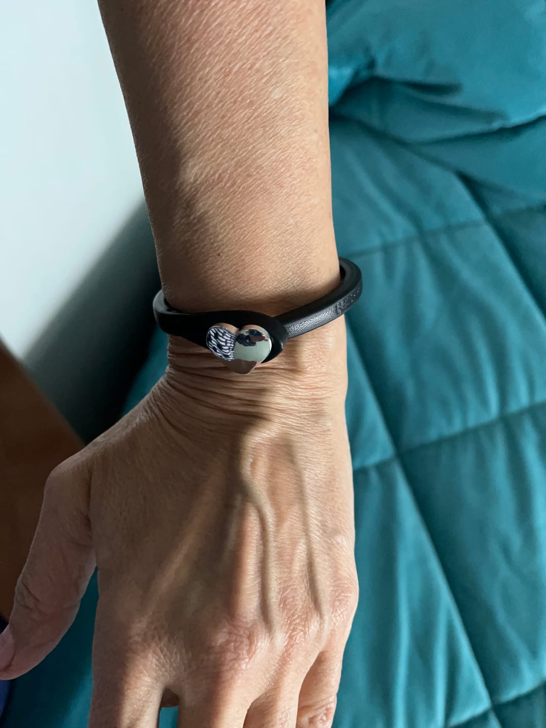 Customer photo review of Bracciale pelle Cuore Mio Palladio Tulsi