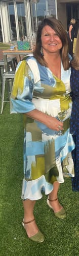 Customer photo review of Elisha Multi Print Wrap Midi Dress