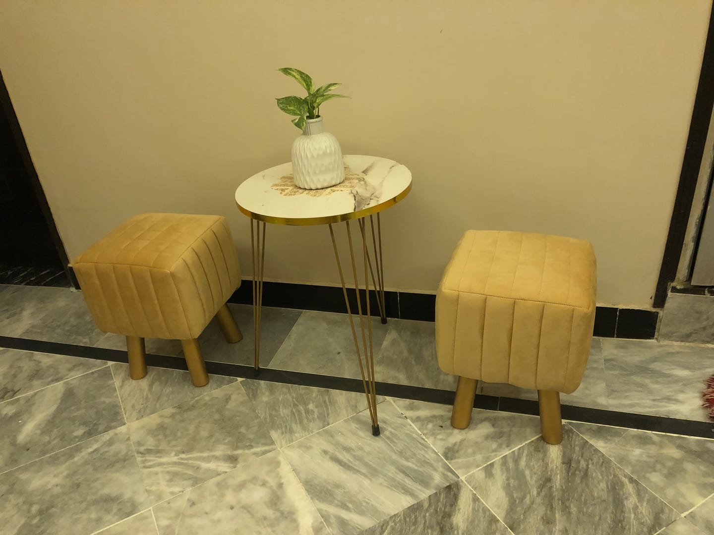 Customer photo review of Wooden Velvet stool Square shape-865