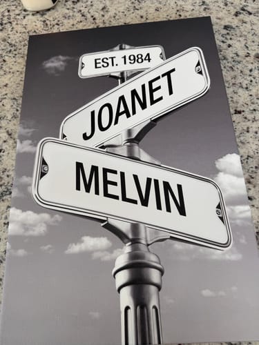 Customer photo review of Intersection of Love | Custom Anniversary Couple Canvas