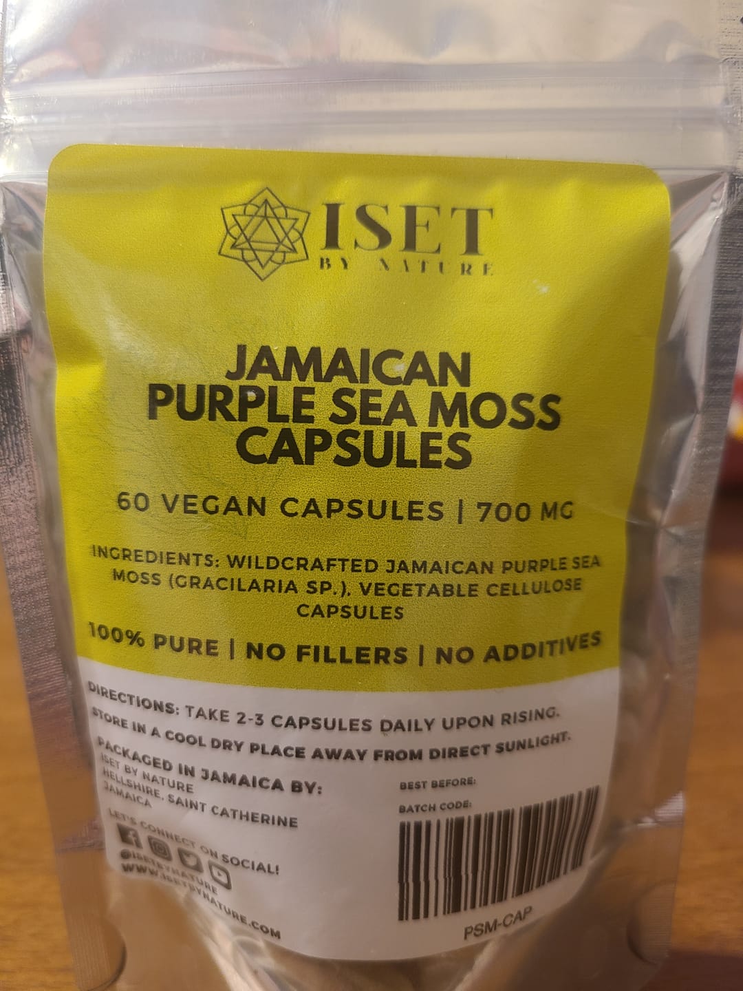 Customer photo review of Jamaican Purple Sea Moss Capsules | 700 mg | 100% Pure | No Fillers | 60 Vegan Capsules