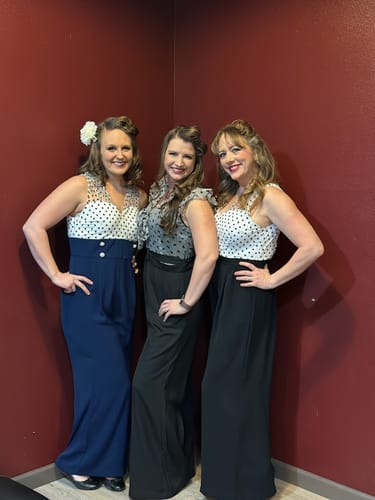 Customer photo review of 1930s Polka Dot Patchwork Belt Jumpsuit