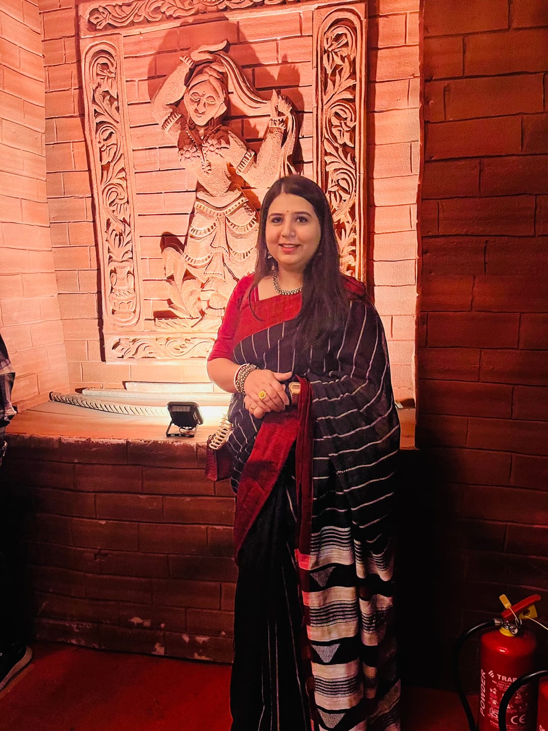 Customer photo review of Midnight Black Cotton Saree