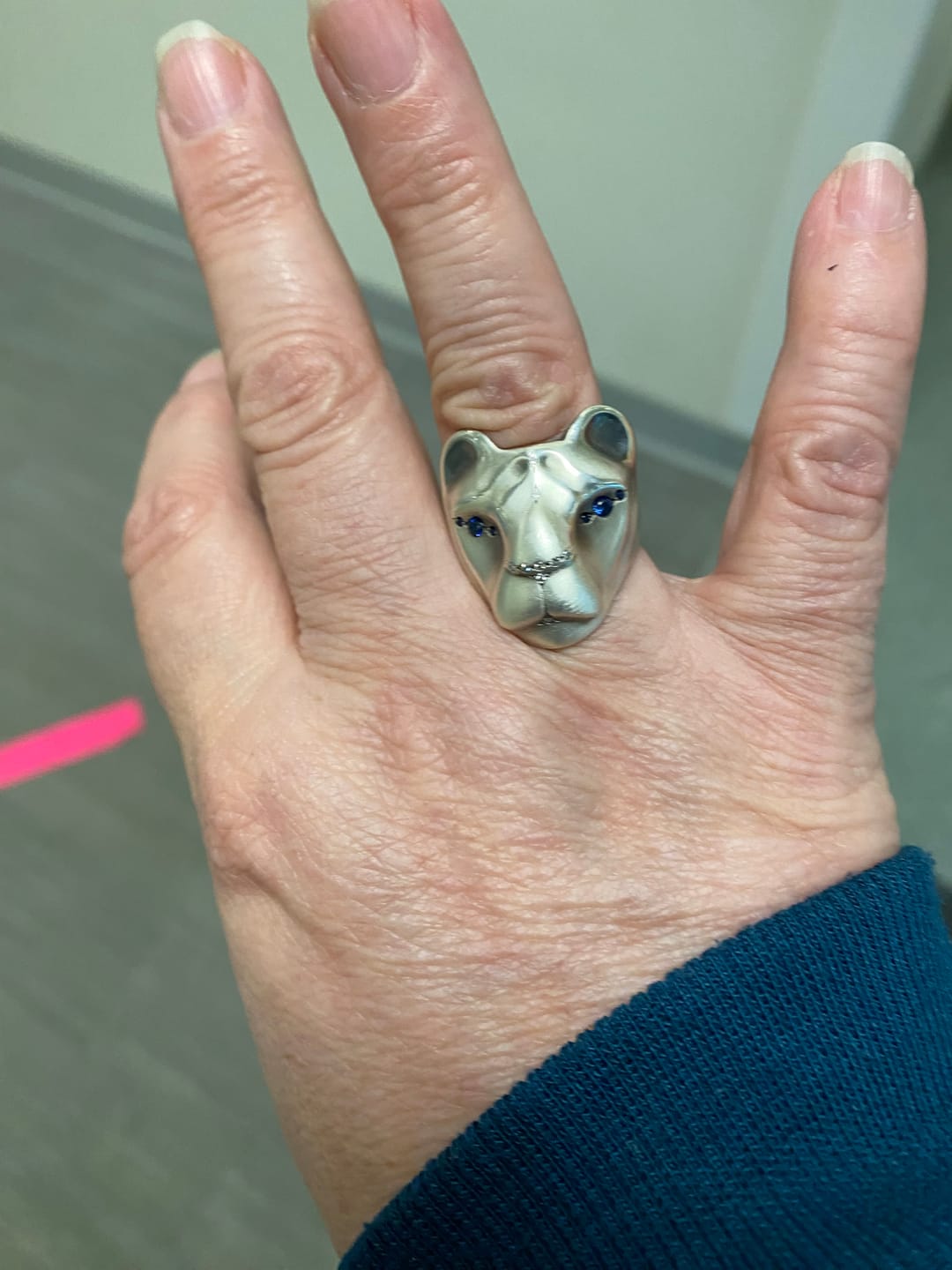 Customer photo review of Blue & White Lioness Ring