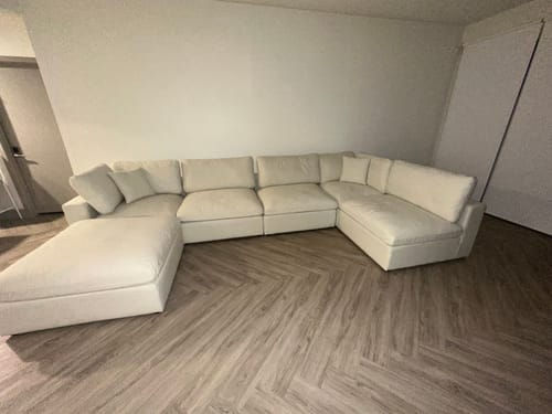 Customer photo review of SKY LINEN DELUXE PLUSH MODULAR 6 PIECE SECTIONAL
