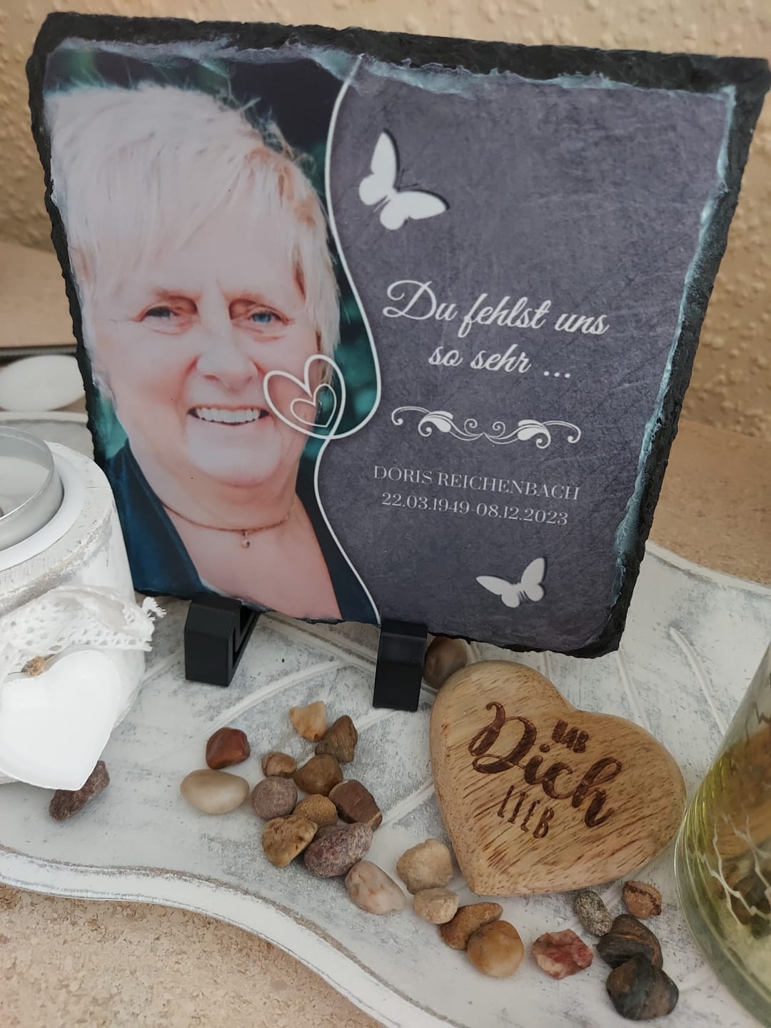 Customer photo review of Du fehlst uns so sehr ... - Individuelle Schieferplatte