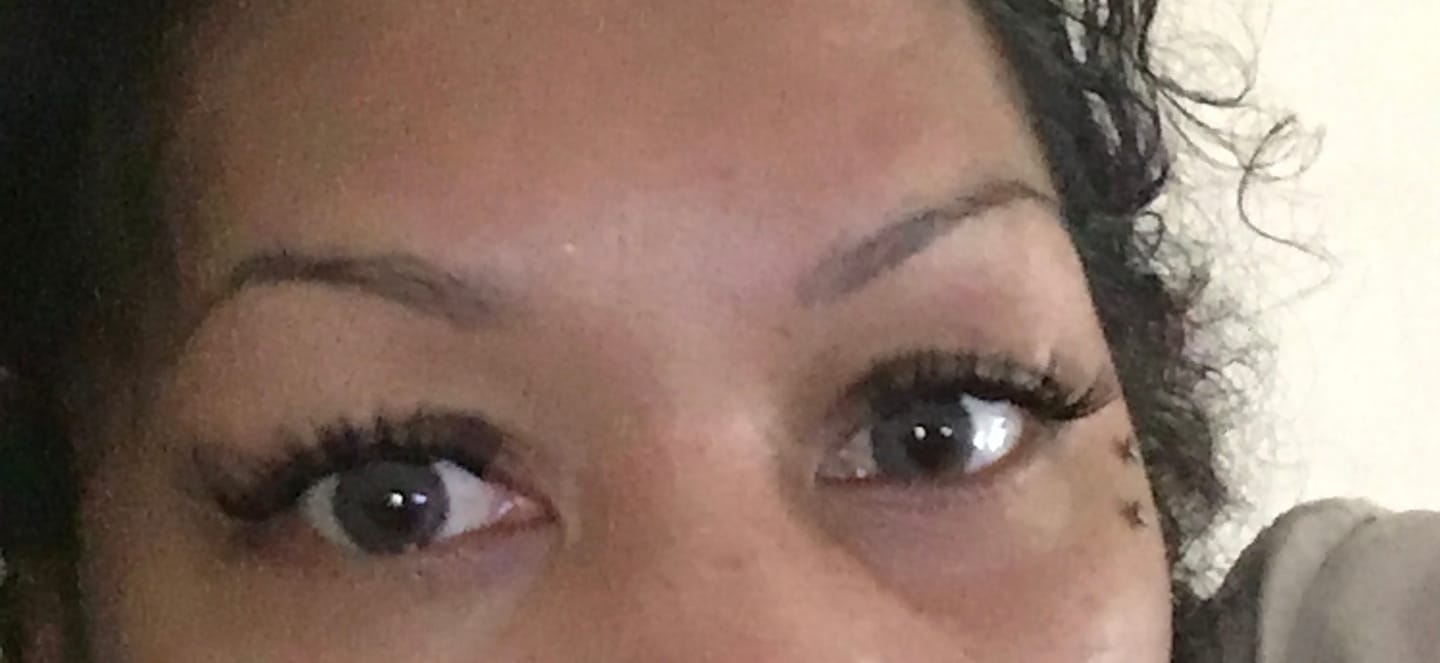 Customer photo review of Premium Candy Gray Prescription Colored Contact Lenses