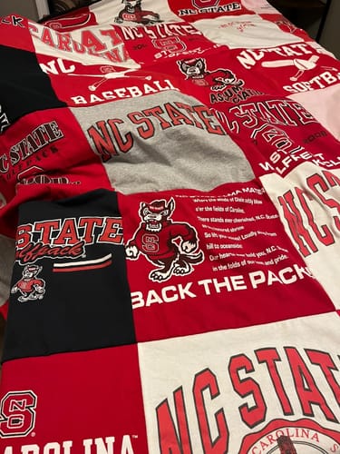 T-shirt quilt featuring nc state athletics by Allyson from MD