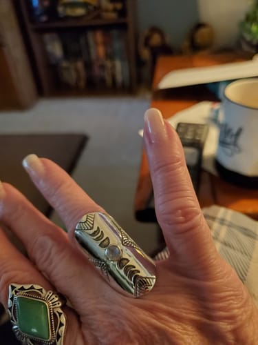 Customer photo review of Full Finger Moon Phase Ring with Moonstone Sterling Silver