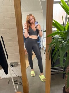 Customer photo review of Wrap Front Open-Back Bralet in Charcoal Black