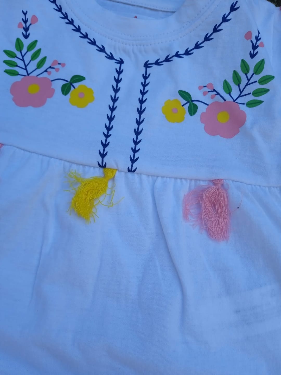 Customer photo review of Girls Soft Cotton Graphic White Frock