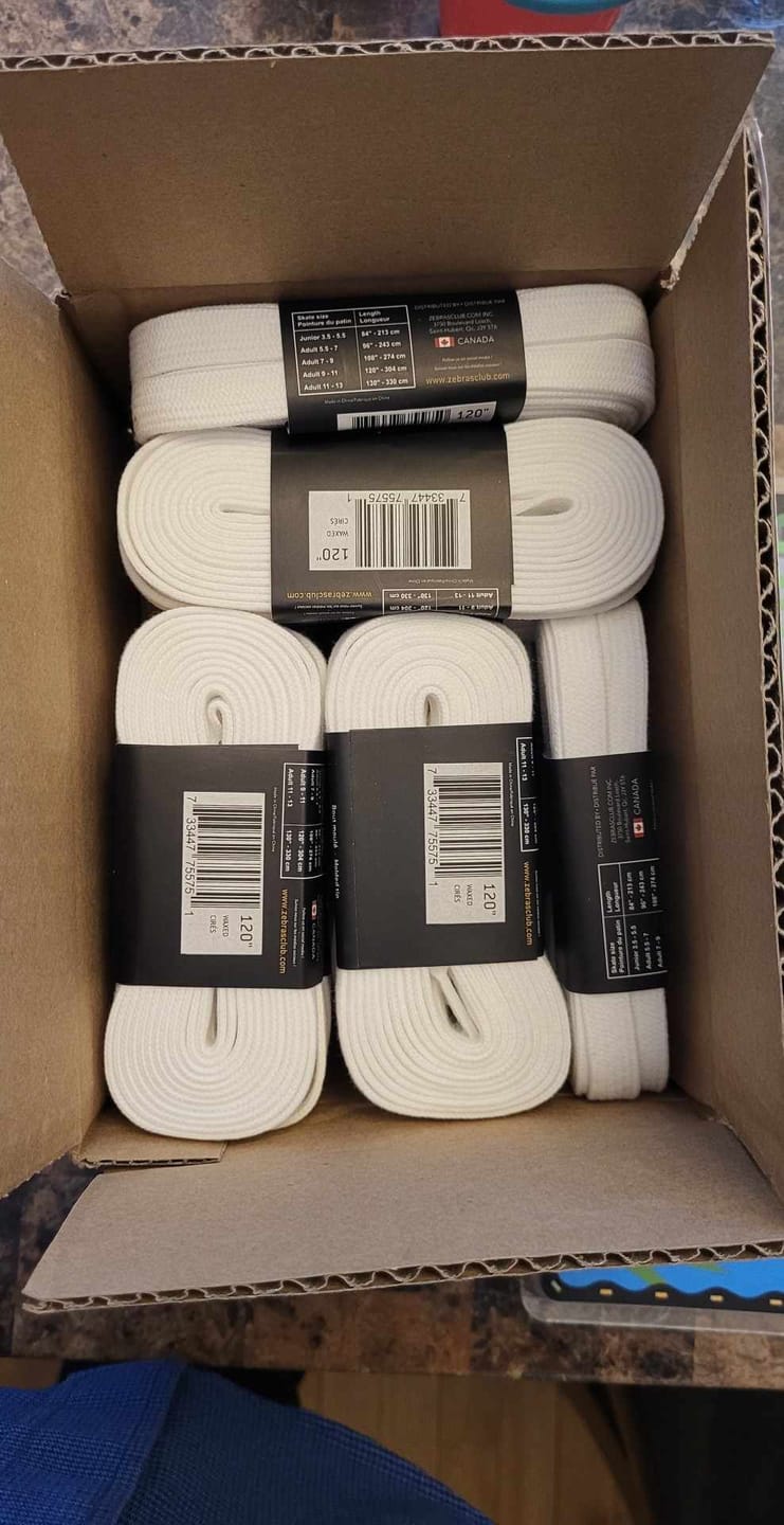 Customer photo review of WHITE NON-WAXED HOCKEY REFEREE LACES