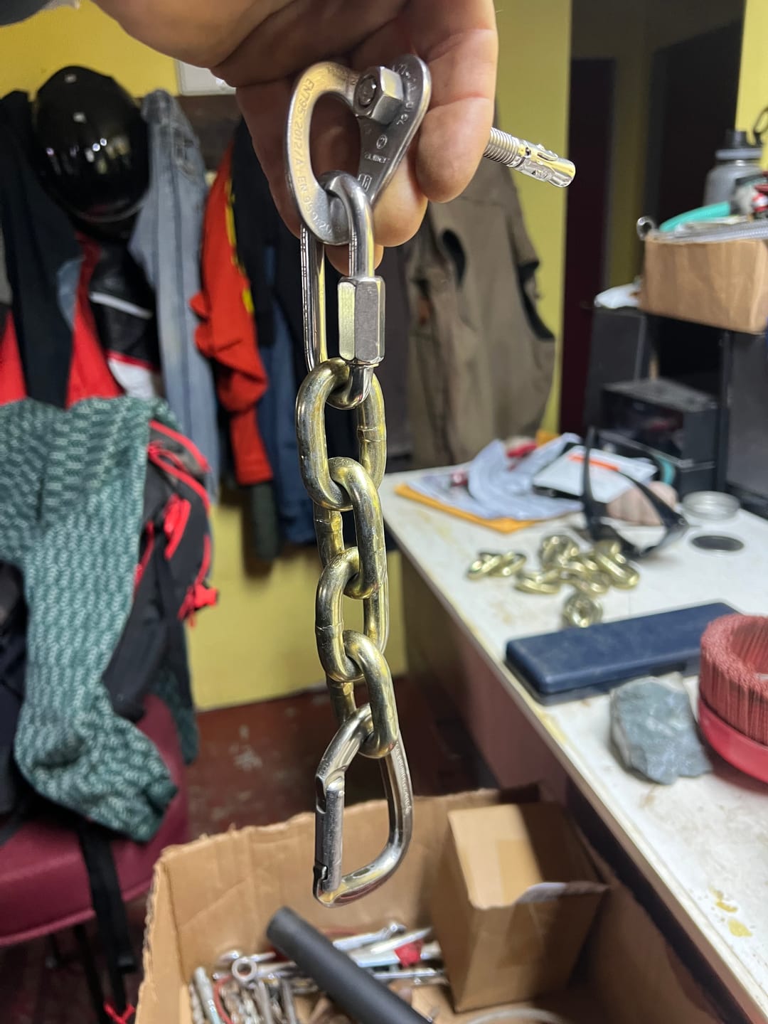 Customer photo review of 10mm (3/8") bolt hanger, 316 Stainless, 3mm thickness