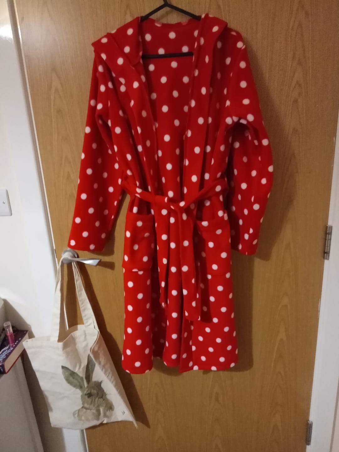 Customer photo review of White Polka Dot Anti Pill Polar Fleece Fabric