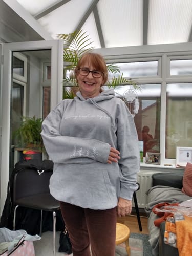 Customer photo review of Heart On My Sleeve Personalised Shoreline Hoodie