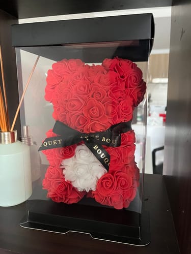 Customer photo review of Mini Red Heart Rose Bear - 25cm (Free Gift Box)