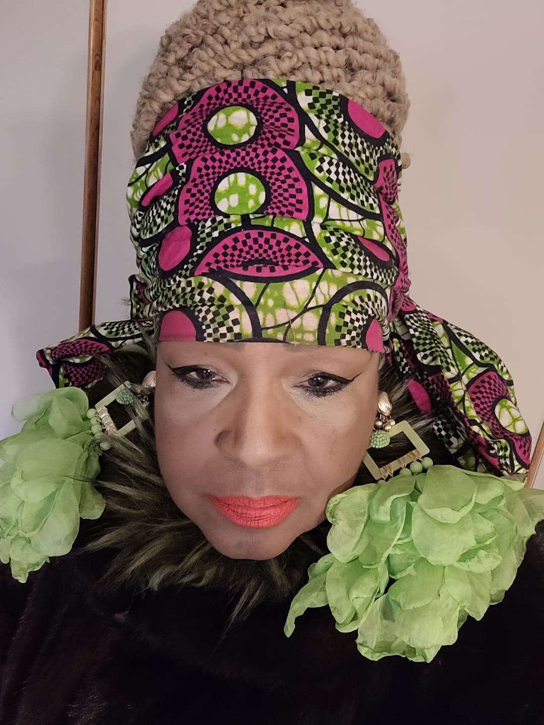 Customer photo review of Nonso Square top flower petal earrings