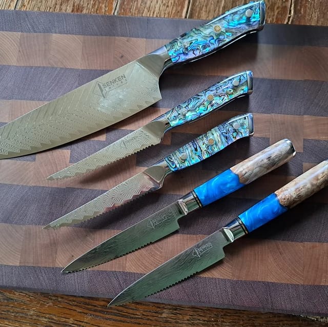 Customer photo review of Umi 8" Chef's Knife — Japanese VG10 Damascus Steel with Abalone Shell Handle