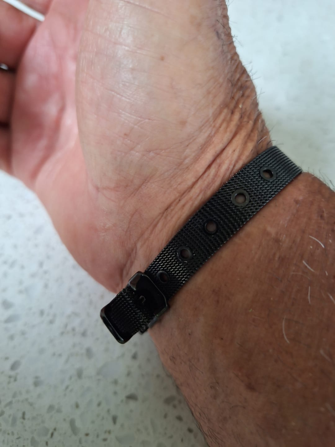 Customer photo review of Personalised Black Medical Alert ID Mesh Bracelet