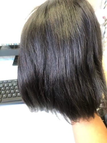 Customer photo review of Straight Glueless Bob Wig Pre Cut 5x5 HD Lace Wear Go Wig